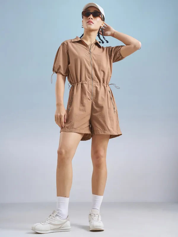 Street By Tokyo Talkies Women Brown Solid Jumpsuit