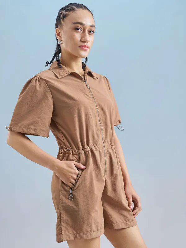 Street By Tokyo Talkies Women Brown Solid Jumpsuit