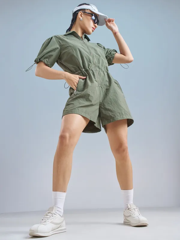 Street By Tokyo Talkies Women Green Solid Jumpsuit