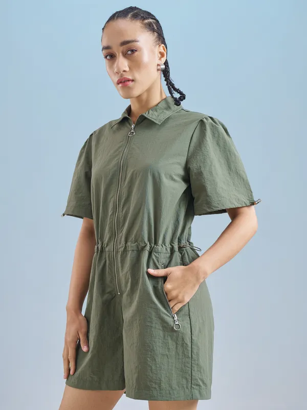 Street By Tokyo Talkies Women Green Solid Jumpsuit