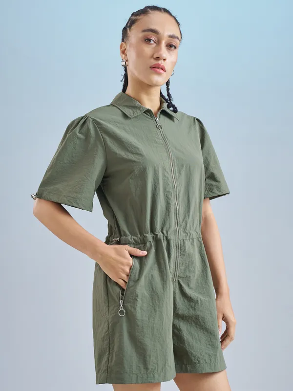Street By Tokyo Talkies Women Green Solid Jumpsuit