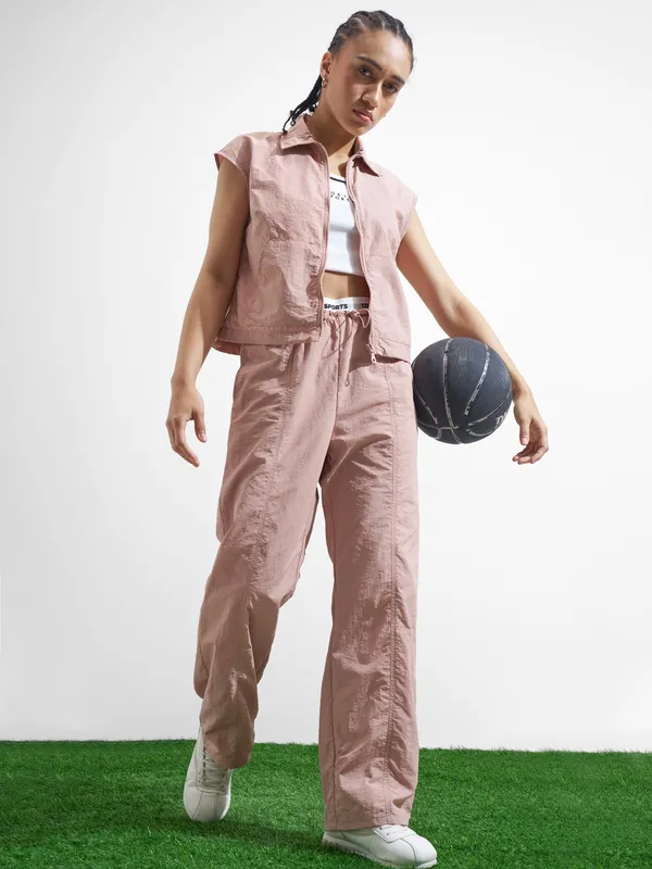 Street By Tokyo Talkies Women Pink Solid Relaxed Fit Cargos