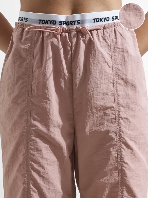 Street By Tokyo Talkies Women Pink Solid Relaxed Fit Cargos