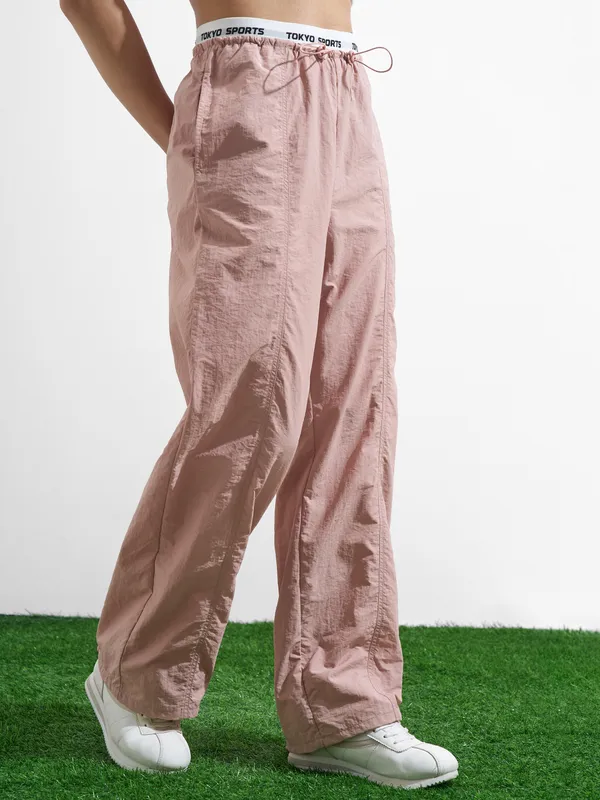 Street By Tokyo Talkies Women Pink Solid Relaxed Fit Cargos