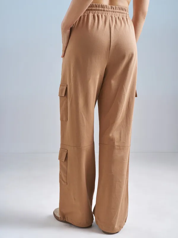 Street By Tokyo Talkies Women Brown Solid Relaxed Fit Cargos
