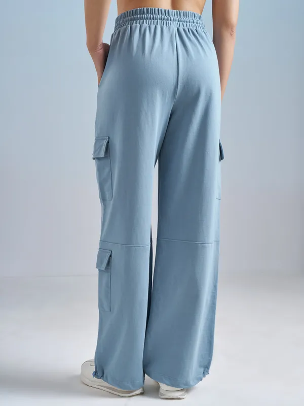 Street By Tokyo Talkies Women Blue Solid Relaxed Fit Cargos