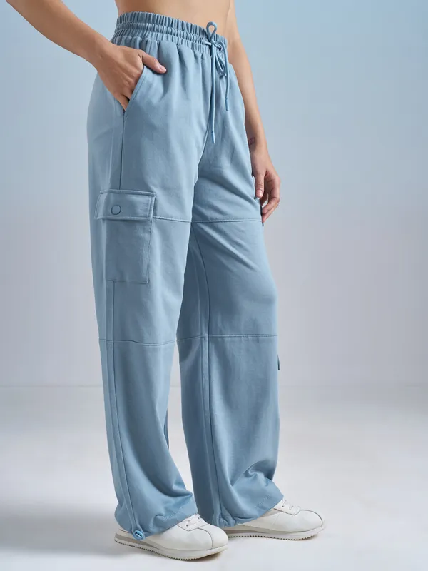 Street By Tokyo Talkies Women Blue Solid Relaxed Fit Cargos