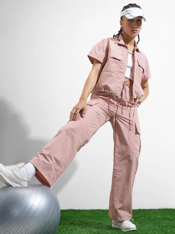 Street By Tokyo Talkies Women Pink Solid Regular Fit Cargos