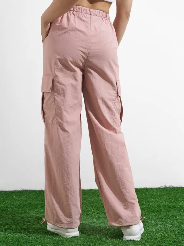 Street By Tokyo Talkies Women Pink Solid Regular Fit Cargos