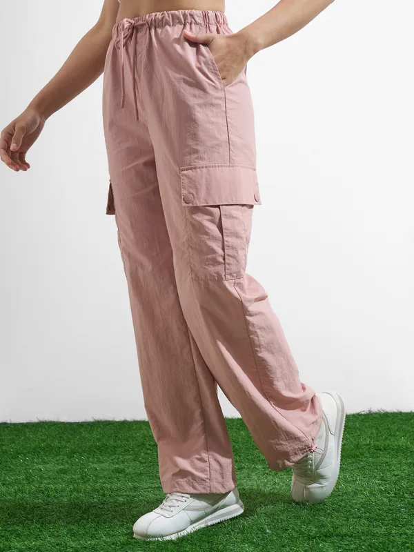 Street By Tokyo Talkies Women Pink Solid Regular Fit Cargos