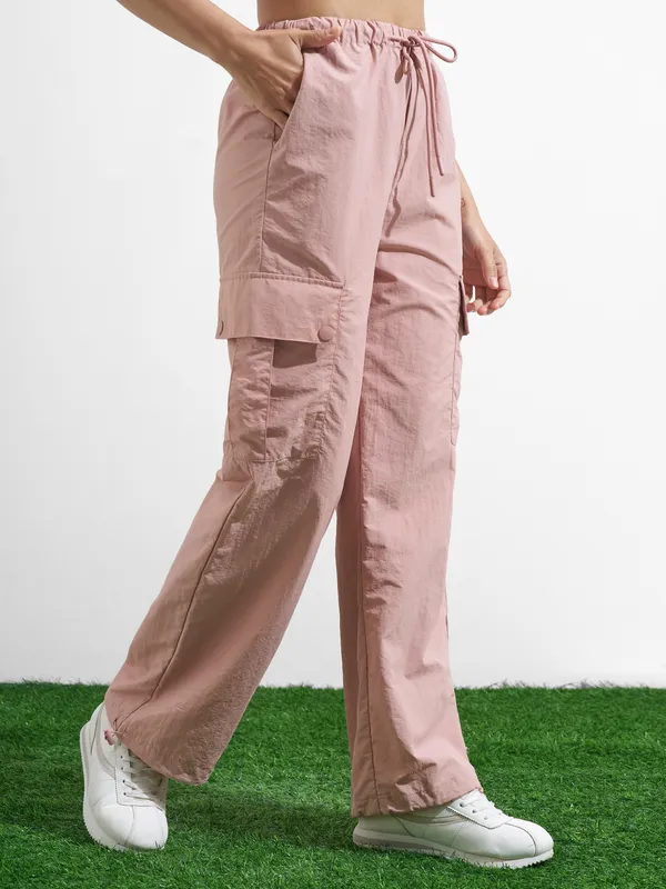 Street By Tokyo Talkies Women Pink Solid Regular Fit Cargos