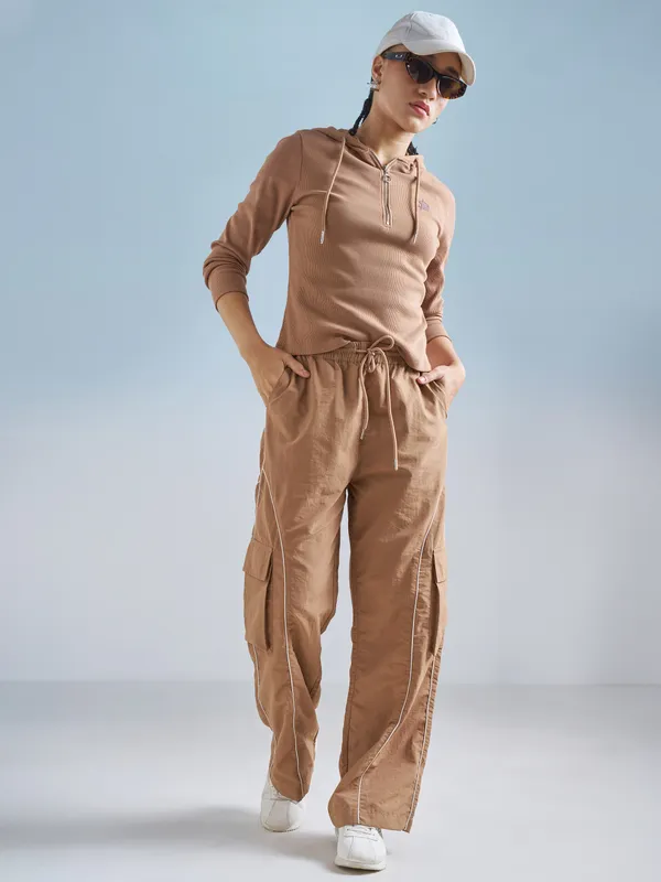 Street By Tokyo Talkies Women Brown Solid Regular Fit Cargos