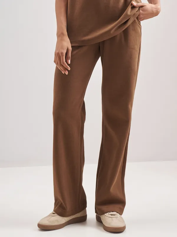 Street By Tokyo Talkies Women Brown Solid Regular Fit Trouser