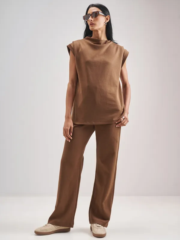 Street By Tokyo Talkies Women Brown Solid Regular Fit Trouser