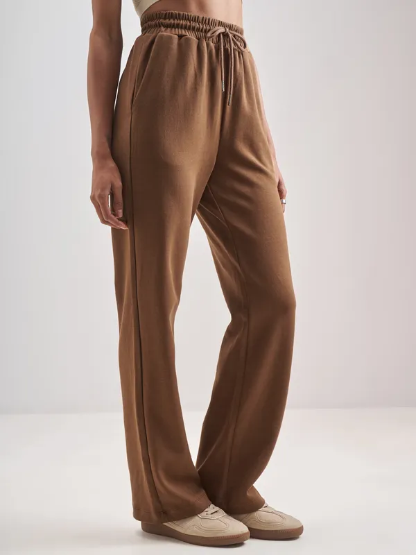 Street By Tokyo Talkies Women Brown Solid Regular Fit Trouser