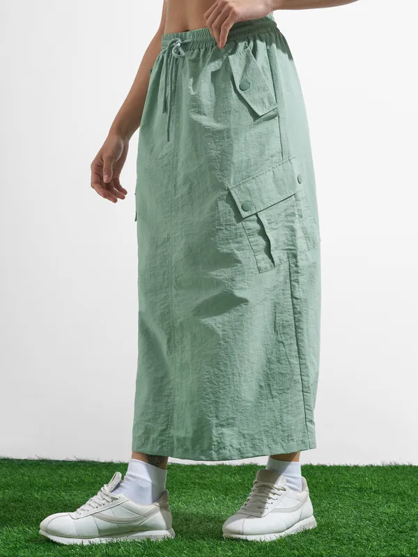 Street By Tokyo Talkies Women Green Midi Skirt