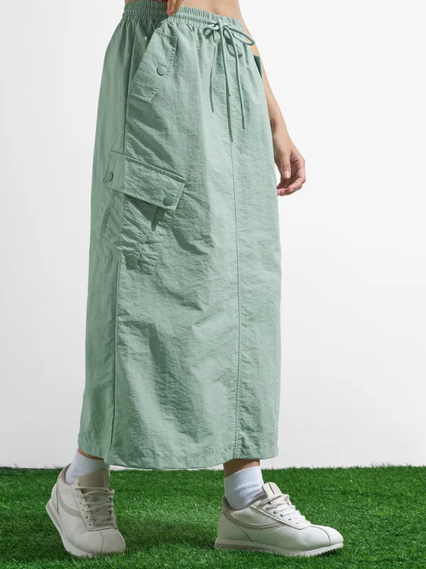 Street By Tokyo Talkies Women Green Midi Skirt