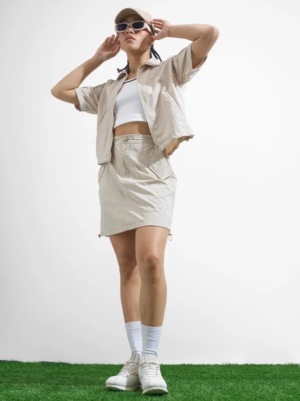 Street By Tokyo Talkies Women Beige Mini Skirt