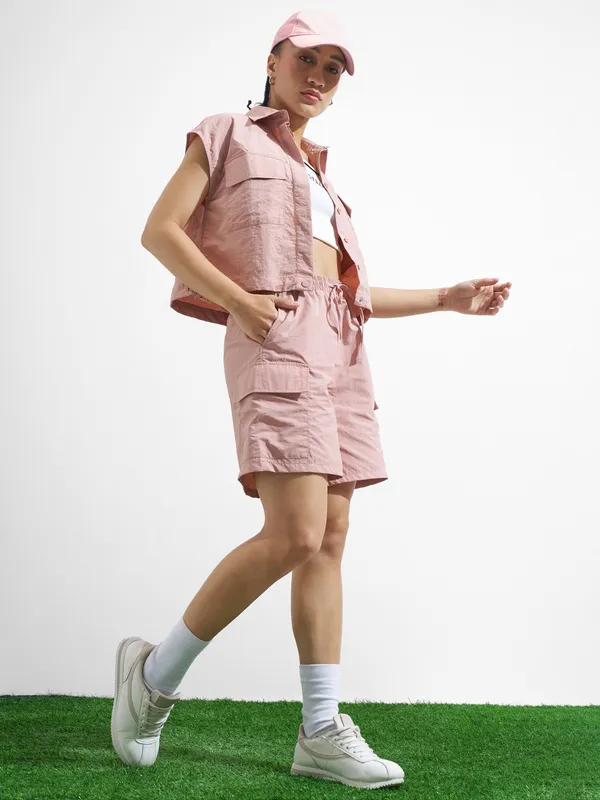 Street By Tokyo Talkies Women Pink Solid Shirt Style Top