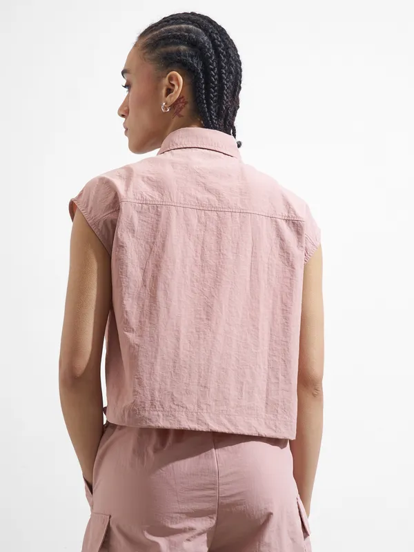 Street By Tokyo Talkies Women Pink Solid Shirt Style Top