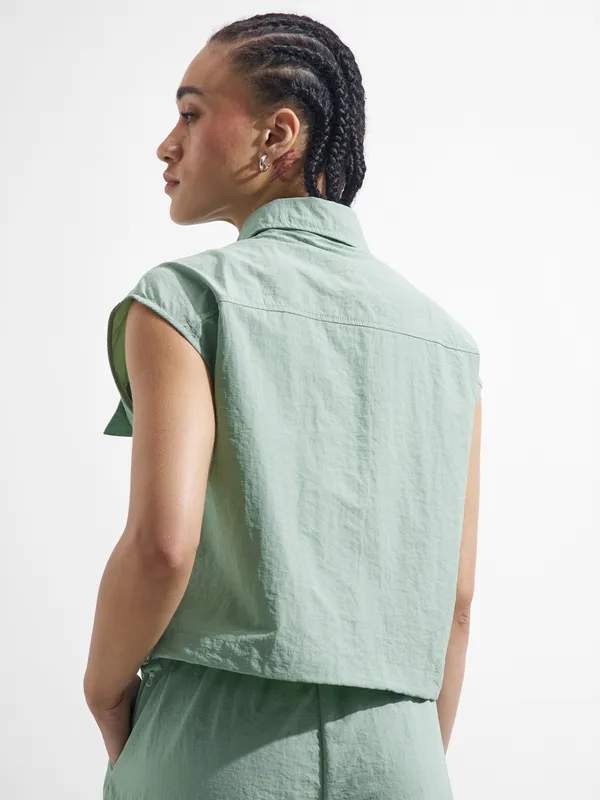 Solid Shirt Style Top