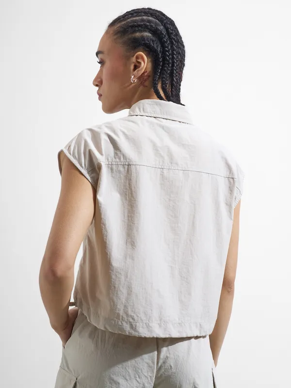 Street By Tokyo Talkies Women Beige Solid Shirt Style Top