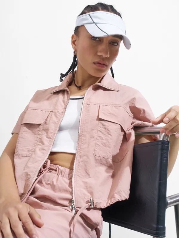 Street By Tokyo Talkies Women Pink Solid Shirt Style Top