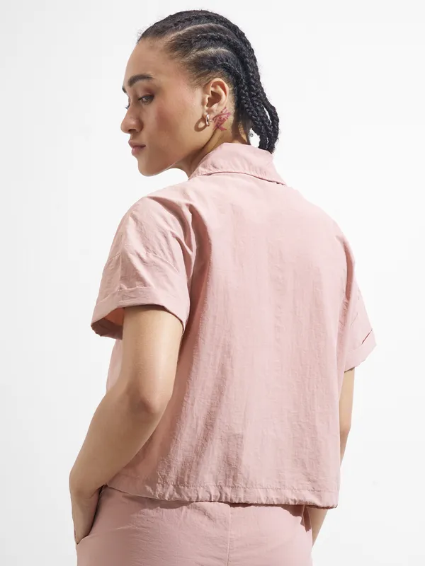 Street By Tokyo Talkies Women Pink Solid Shirt Style Top