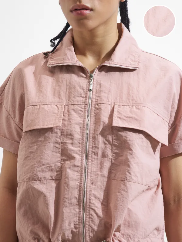 Street By Tokyo Talkies Women Pink Solid Shirt Style Top