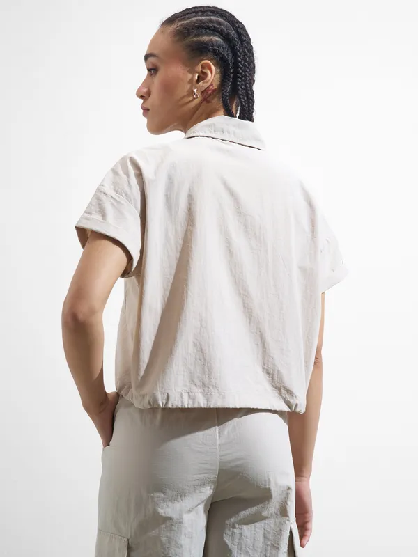 Street By Tokyo Talkies Women Beige Solid Shirt Style Top