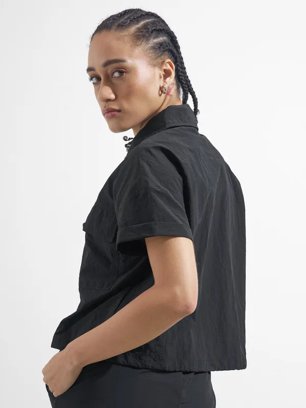 Street By Tokyo Talkies Women Black Solid Shirt Style Top