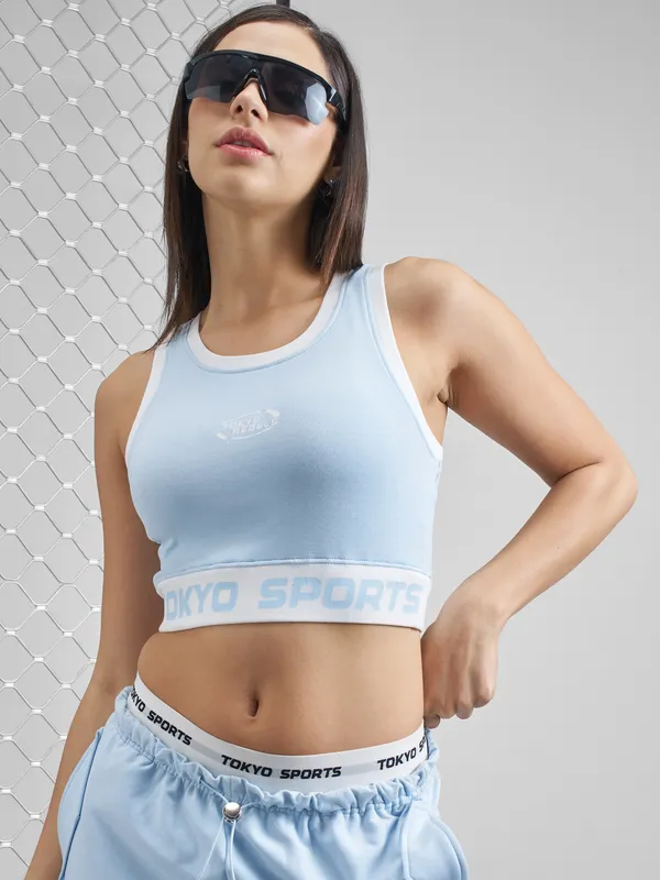 Street By Tokyo Talkies Women Blue Printed Tank Top