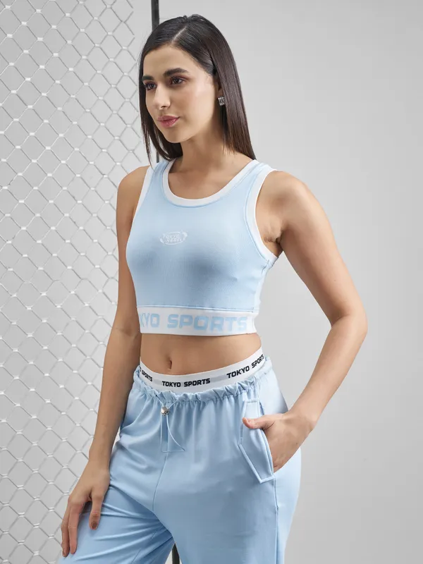 Street By Tokyo Talkies Women Blue Printed Tank Top