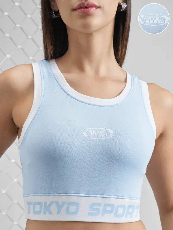 Street By Tokyo Talkies Women Blue Printed Tank Top