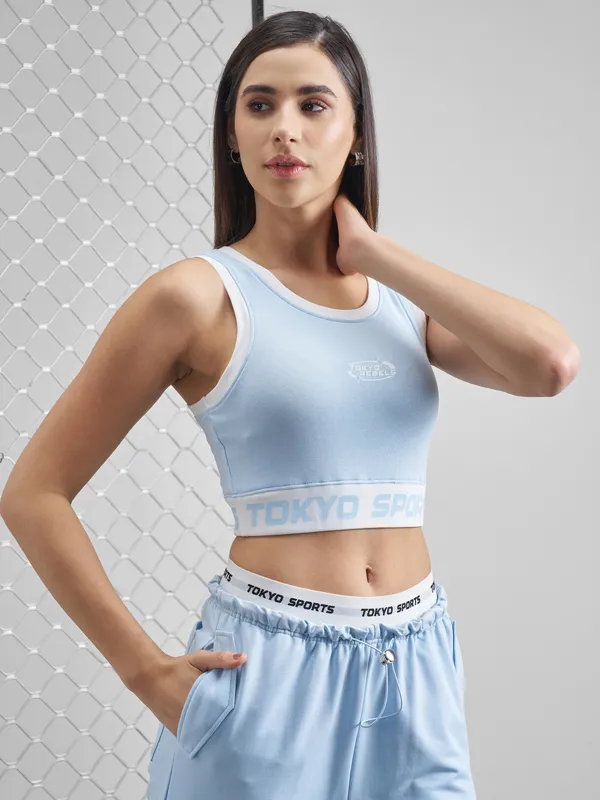 Street By Tokyo Talkies Women Blue Printed Tank Top