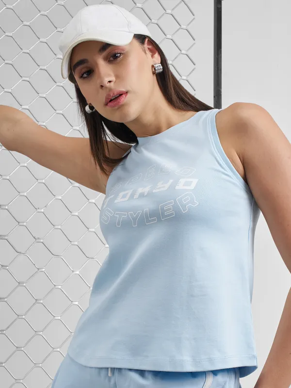 Street By Tokyo Talkies Women Blue Printed Regular Top