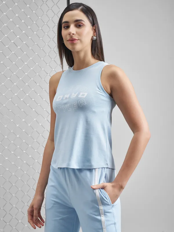 Street By Tokyo Talkies Women Blue Printed Regular Top