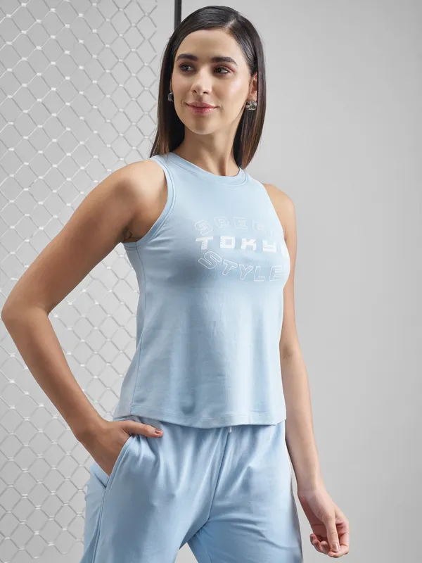 Street By Tokyo Talkies Women Blue Printed Regular Top