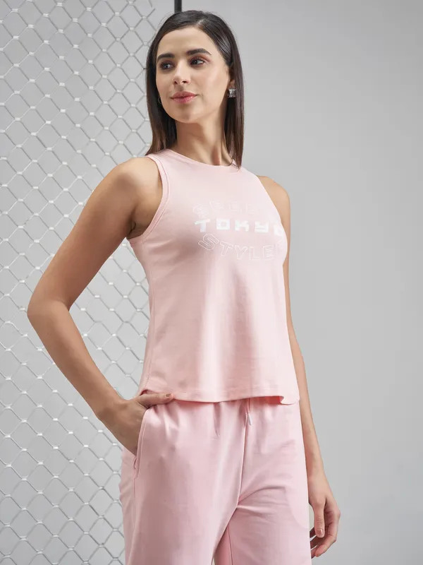 Street By Tokyo Talkies Women Pink Printed Tank Top