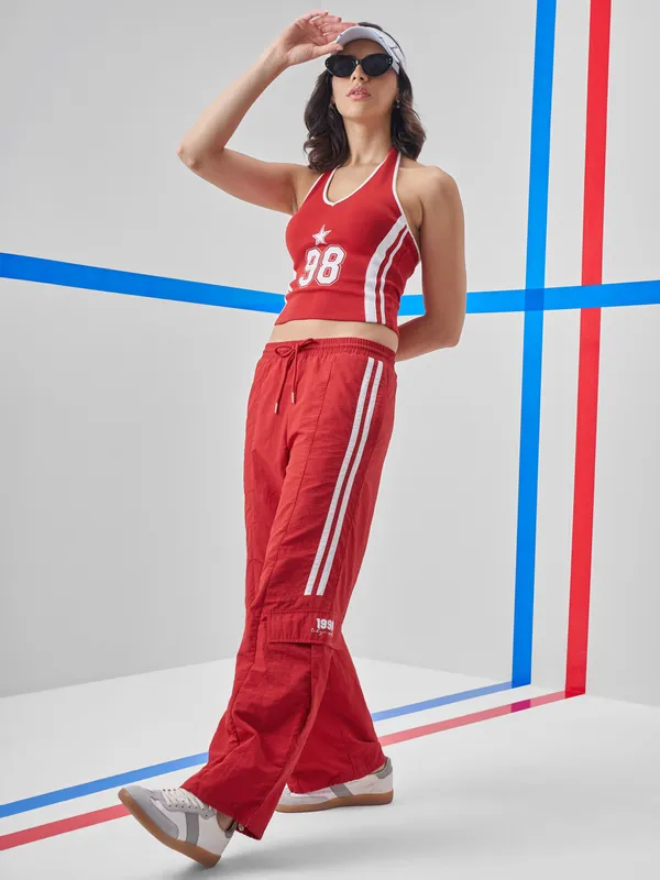 Street By Tokyo Talkies Women Red Printed Shirt Style Top