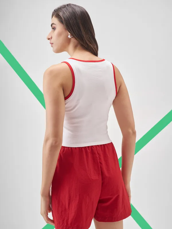 Street By Tokyo Talkies Women White Printed Tank Top