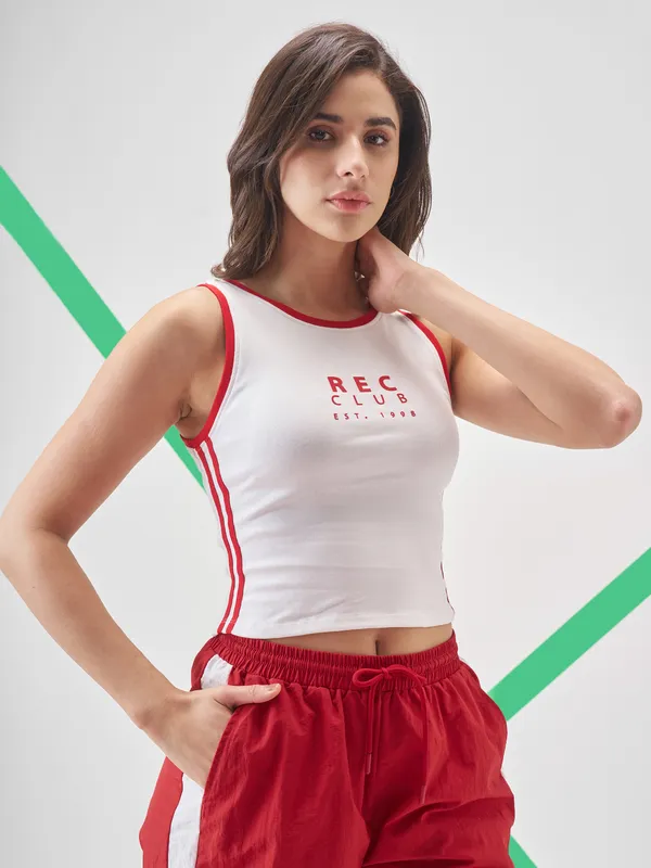 Street By Tokyo Talkies Women White Printed Tank Top