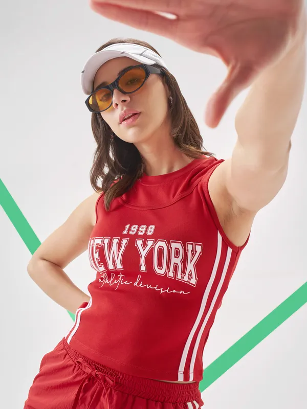 Street By Tokyo Talkies Women Red Printed Tank Top