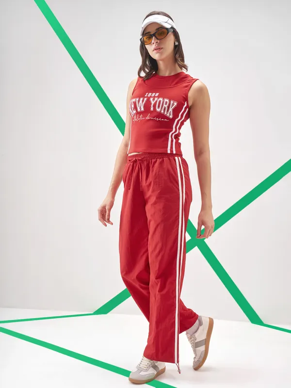 Street By Tokyo Talkies Women Red Printed Tank Top