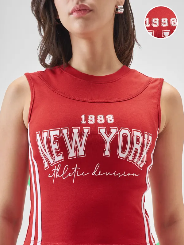 Street By Tokyo Talkies Women Red Printed Tank Top