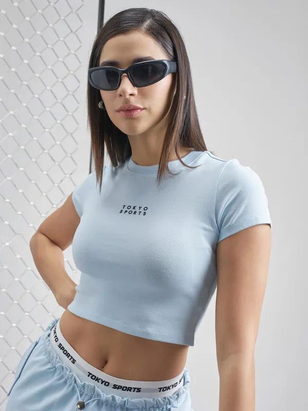 Street By Tokyo Talkies Women Blue Solid Regular Top