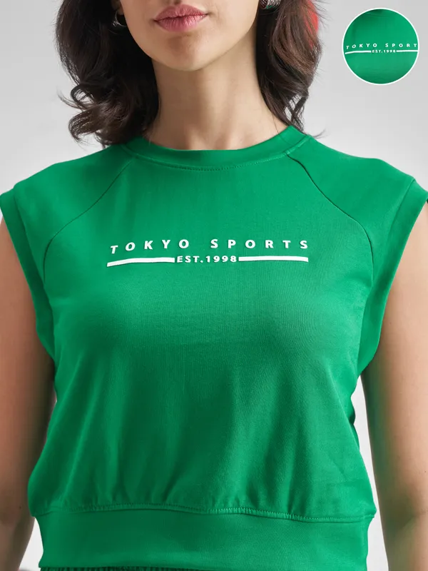 Street By Tokyo Talkies Women Green Printed Tank Top