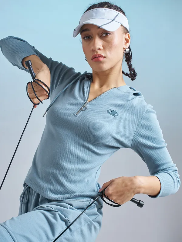 Street By Tokyo Talkies Women Blue Solid Regular Top