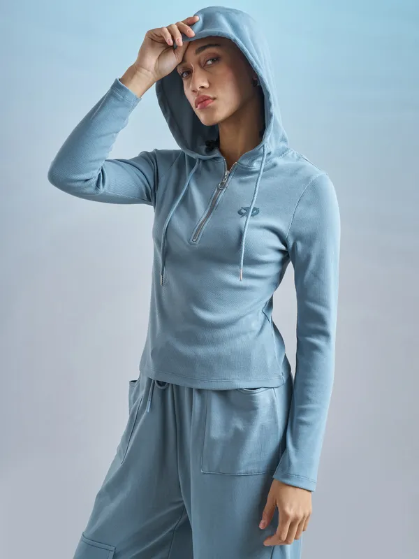 Street By Tokyo Talkies Women Blue Solid Regular Top