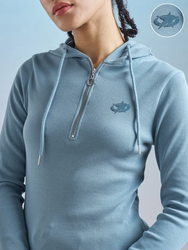 Street By Tokyo Talkies Women Blue Solid Regular Top